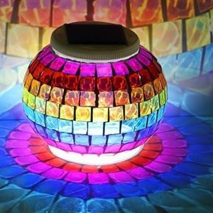 NRFB Mosaic Glass 🌈 Table Light Solar Powered Color Changing Waterproof Decor